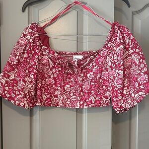 Japna Pink and White Floral Crop Top